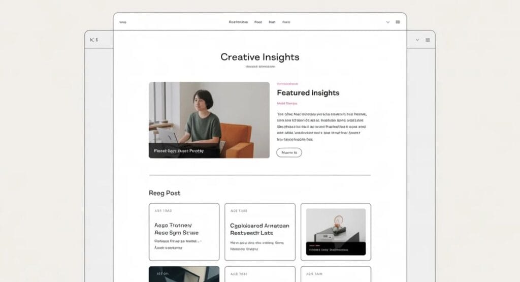 Blog homepage layout mockup