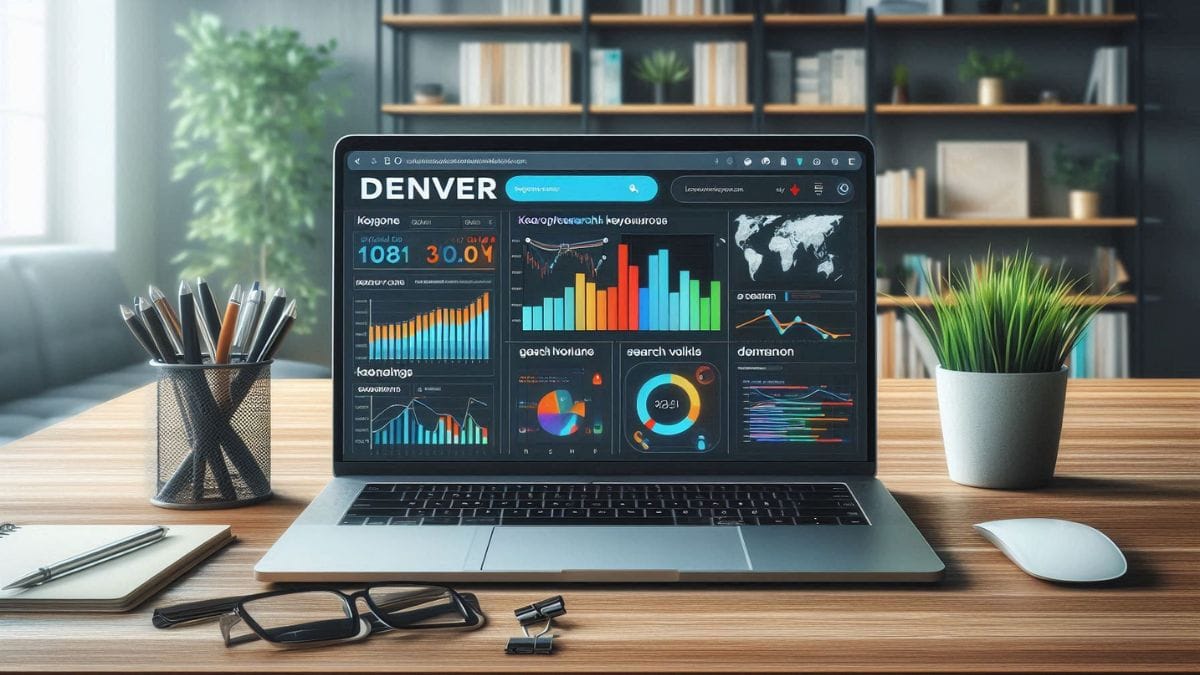 Keyword research dashboard showing Denver local intent keywords