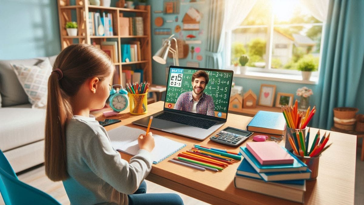 nline-math-tutoring-for-kids-usa-2026 Elementary school student attending an online math tutoring session from home using a laptop in the United States