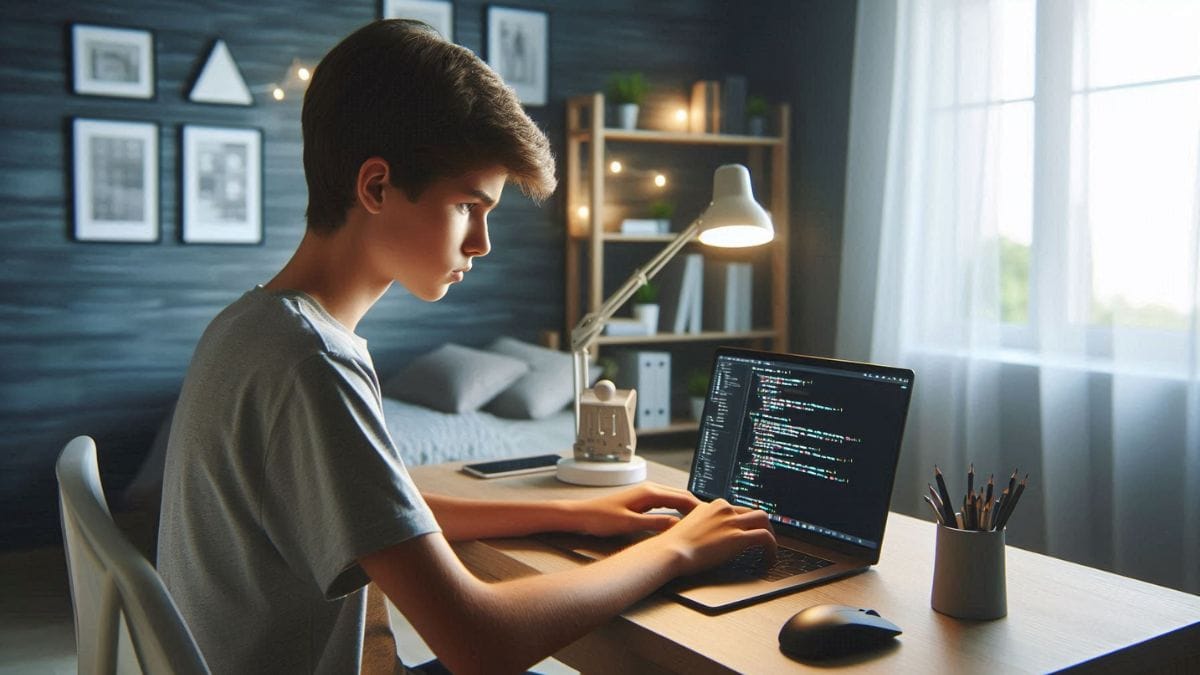 online-coding-tutoring-student-usa-2026 High school student learning coding through online tutoring session on laptop at home in the United States