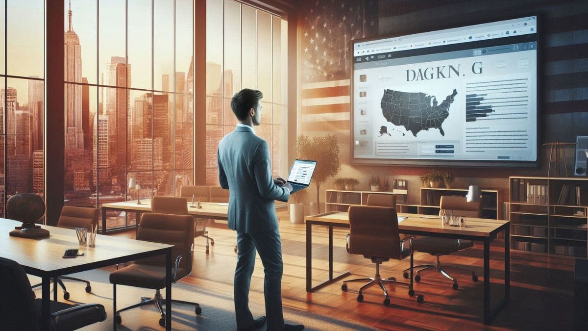 Tips on Blogging for Business strategy presentation in a modern US office