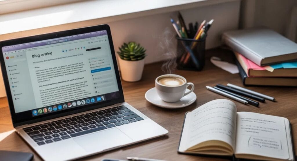 Writing blog content workspace