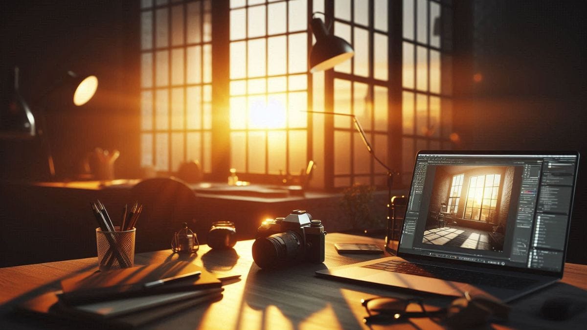 blog-photography-success-journey Creative blogging workspace symbolizing photography growth journey