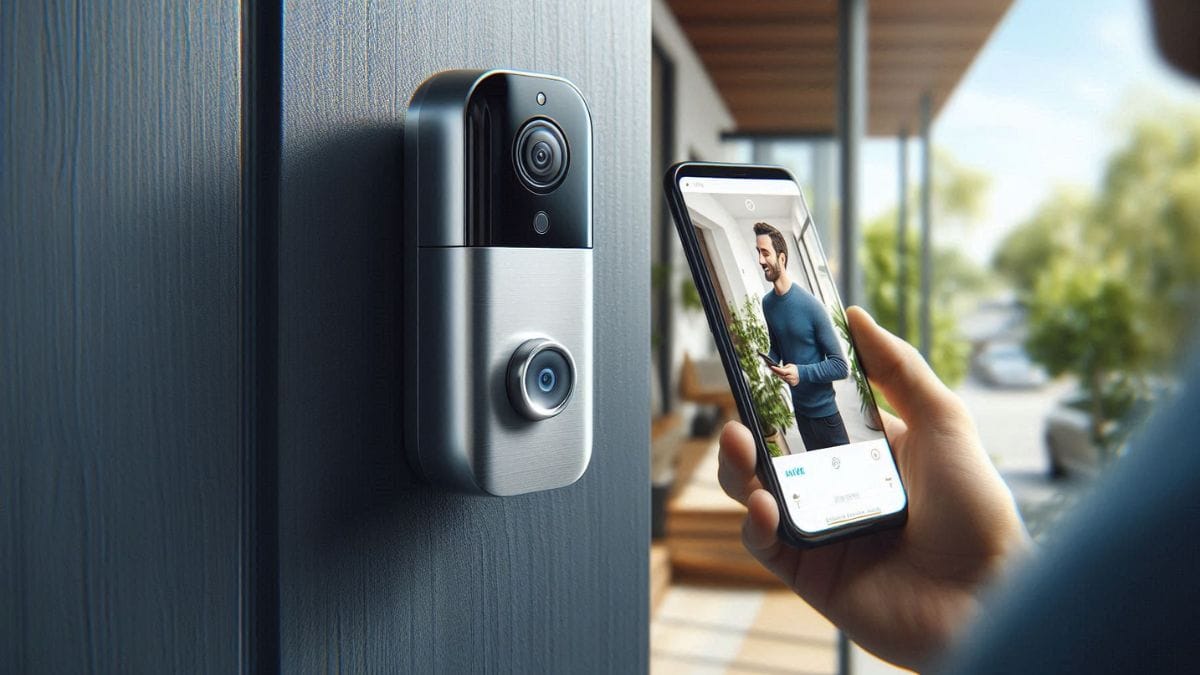 Smart video doorbell monitoring home entrance